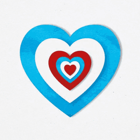 a red white and blue heart is surrounded by ice cream popsicles
