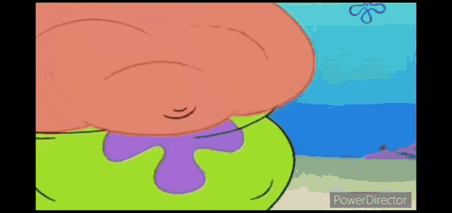 patrick star from spongebob squarepants is standing on a beach with his arms outstretched .