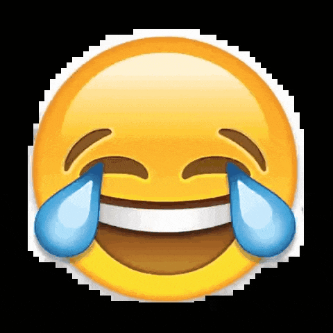 a pixel art of a laughing emoji with tears coming out of it 's eyes .