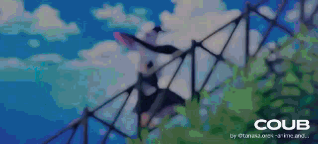 a cartoon of a person standing on a fence with the word coub on the bottom