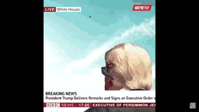 a breaking news report about president trump