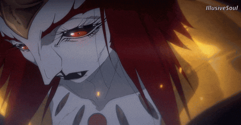 a drawing of a woman with red hair and the words illusive soul below it