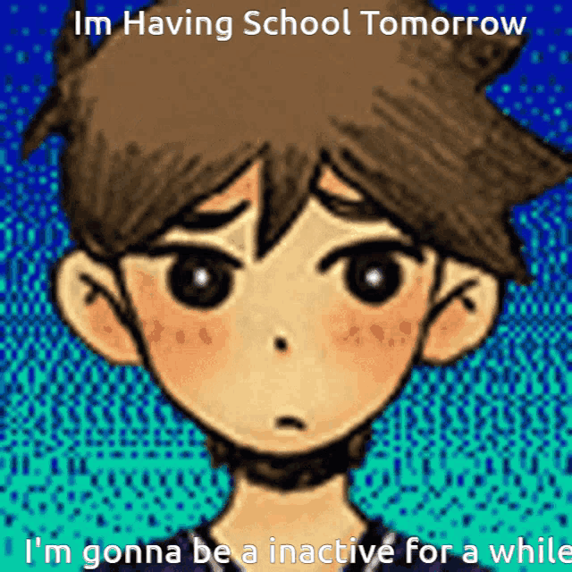 a drawing of a boy with the words im having school tomorrow