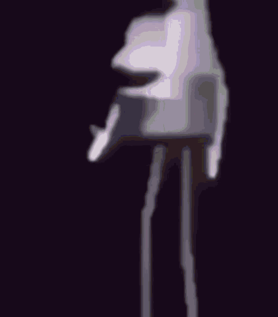 a cartoon character with long legs and a mouth is in a pink box .