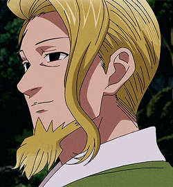 a man with blonde hair and a beard is wearing a green jacket and white shirt