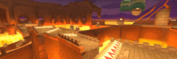 a video game scene with a sign that says aaam on it