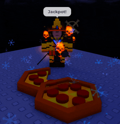 a cartoon character with skulls and a sword says jackpot