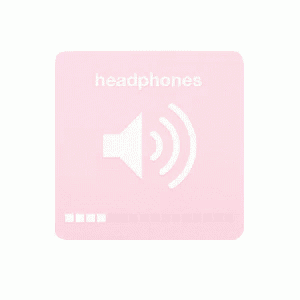 a pink headphones icon on a white background