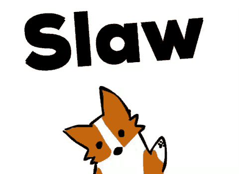a drawing of a dog and the word slaw