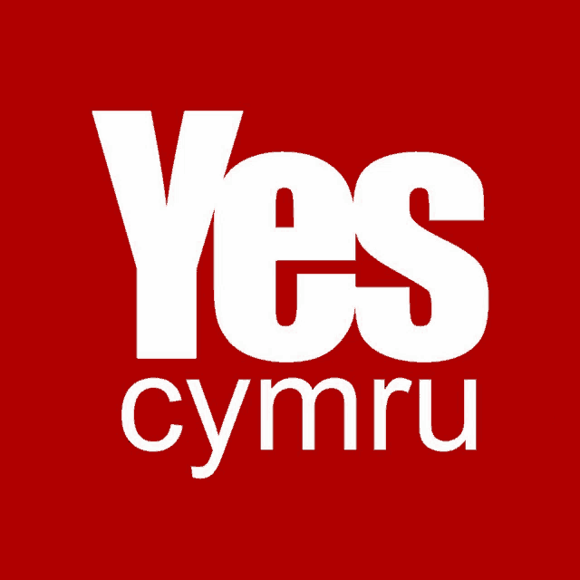 a red background with the words yes cymru in white letters