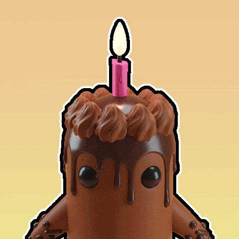 a birthday cake with a pink candle on top of it