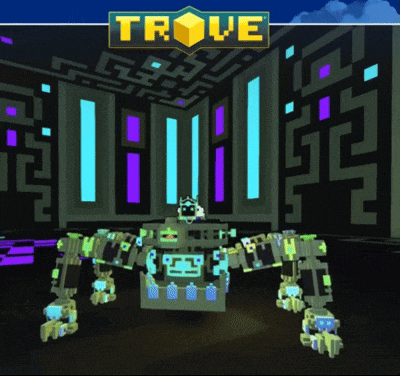 a video game called trove with a robot in the background