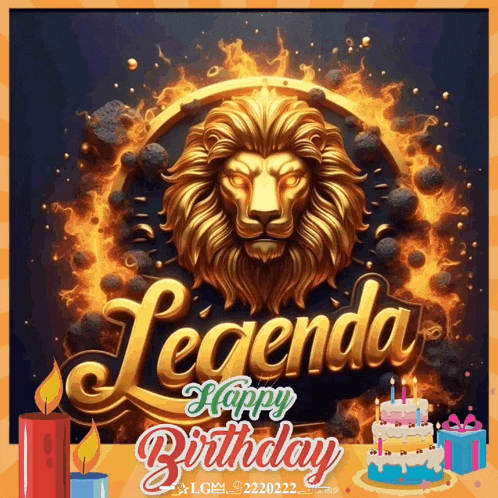 a poster that says " legenda happy birthday " with a lion on it