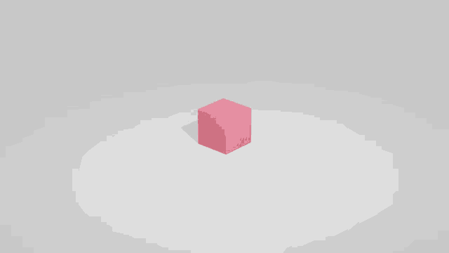a few pink cubes are floating in the air