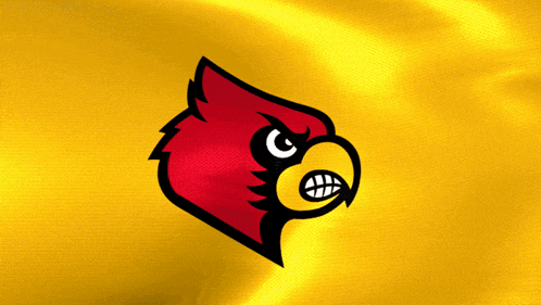 a red and yellow bird with a yellow beak and white teeth
