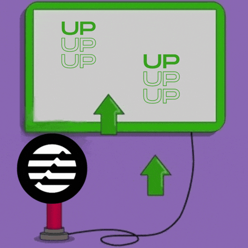 a sign that says " up " on it with arrows pointing up