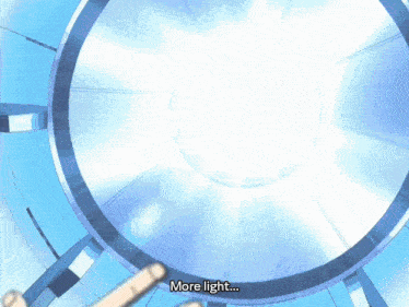 a cartoon character says more light in a circle