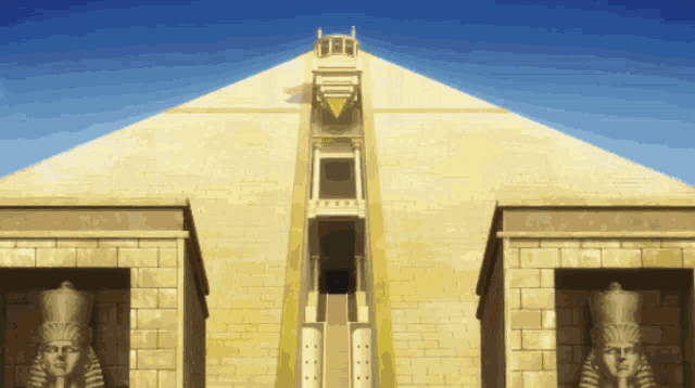 a pyramid with a staircase going up to the top of it