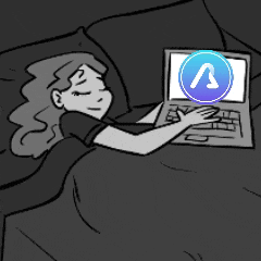 a black and white drawing of a woman laying in bed using a laptop computer