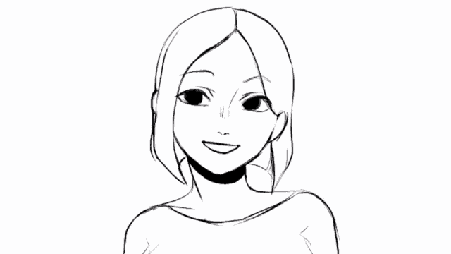a black and white drawing of a woman shrugging her shoulders with her hands outstretched .