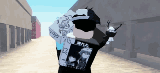 a cartoon character is wearing a shirt that says trash on it