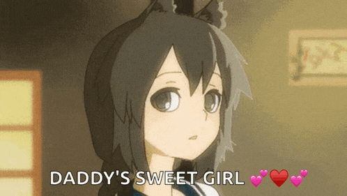 a cartoon of a girl with the words " daddy 's sweet girl " above her