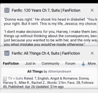 a screen shot of fanfic what might have been ch 3 suits