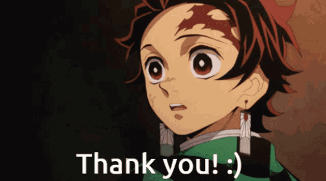 a picture of a boy with the words thank you written below him