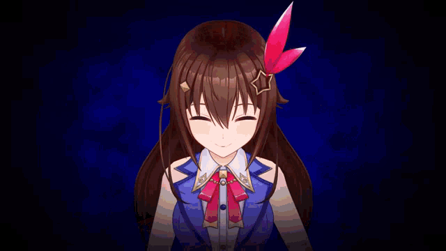 a girl with a star on her head is holding a large sword