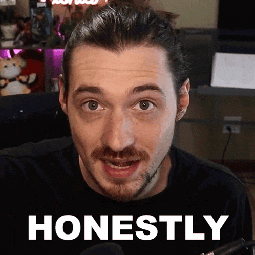 a close up of a man 's face with the words honestly written below him