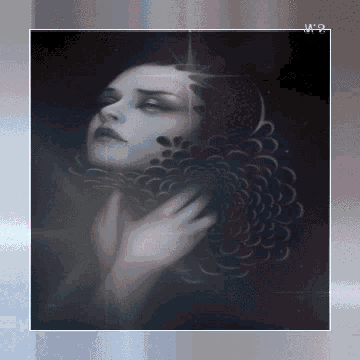 a painting of a woman with a flower in her hair has the letters w and y on the bottom