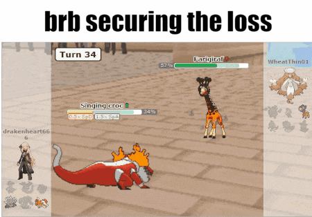 a screen shot of a video game with the words brb securing the loss at the top