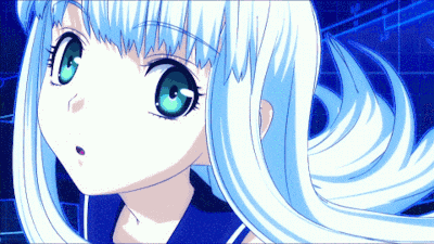 a girl with long white hair and blue eyes is wearing a sailor uniform
