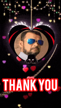 a thank you card with a picture of a man and darth vader