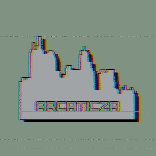 a glitch image of a building with the word arcatezza