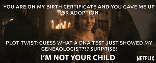 a poster for netflix shows a woman with a birth certificate