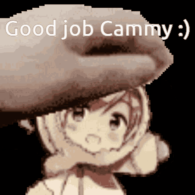 a pixelated image of a girl with the words good job cammy