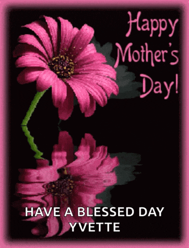 a happy mother 's day greeting card with pink flowers on a black background