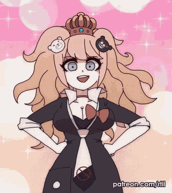 a cartoon of a girl with a crown on her head and the words patreon.com/til below her