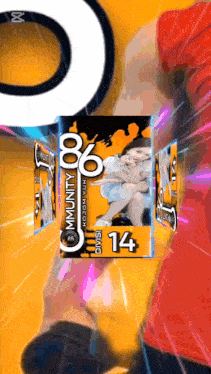 a card with a woman on it that says community 86