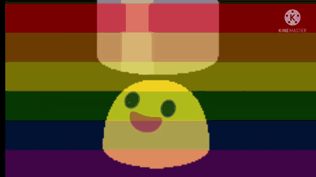 a pixel art of a rainbow flag with a smiley face in the middle