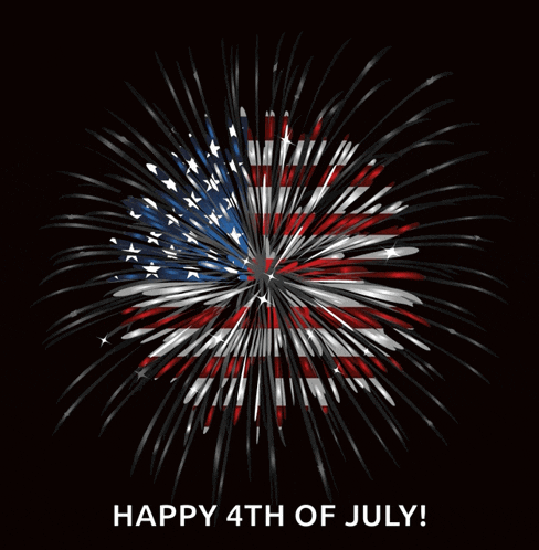 a fireworks display with the words happy 4th of july on the bottom