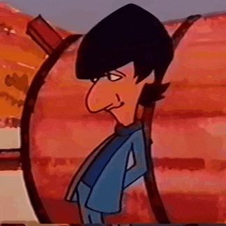 a cartoon of a man with a big nose is standing in front of a large pumpkin .