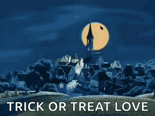a halloween pumpkin with a face carved into it and the words trick or treat love below it