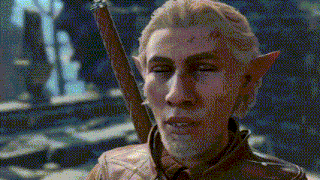 a man with a beard and elf ears is holding a sword in his hand .