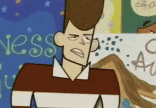 a cartoon character making a face in front of a sign that says ness