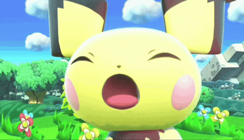 a close up of a cartoon character with its eyes closed