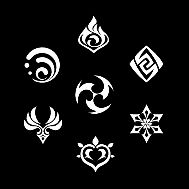 a black and white swirl with three white circles in it