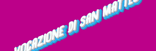 a pink background with the words vocazione di san matteo in blue