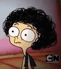 a cartoon character with big eyes and a cn logo on the bottom